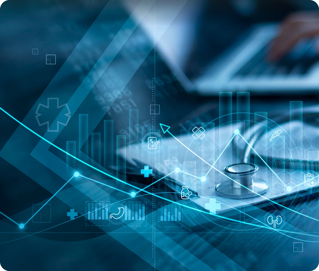 Stethoscope with futuristic medical graphics